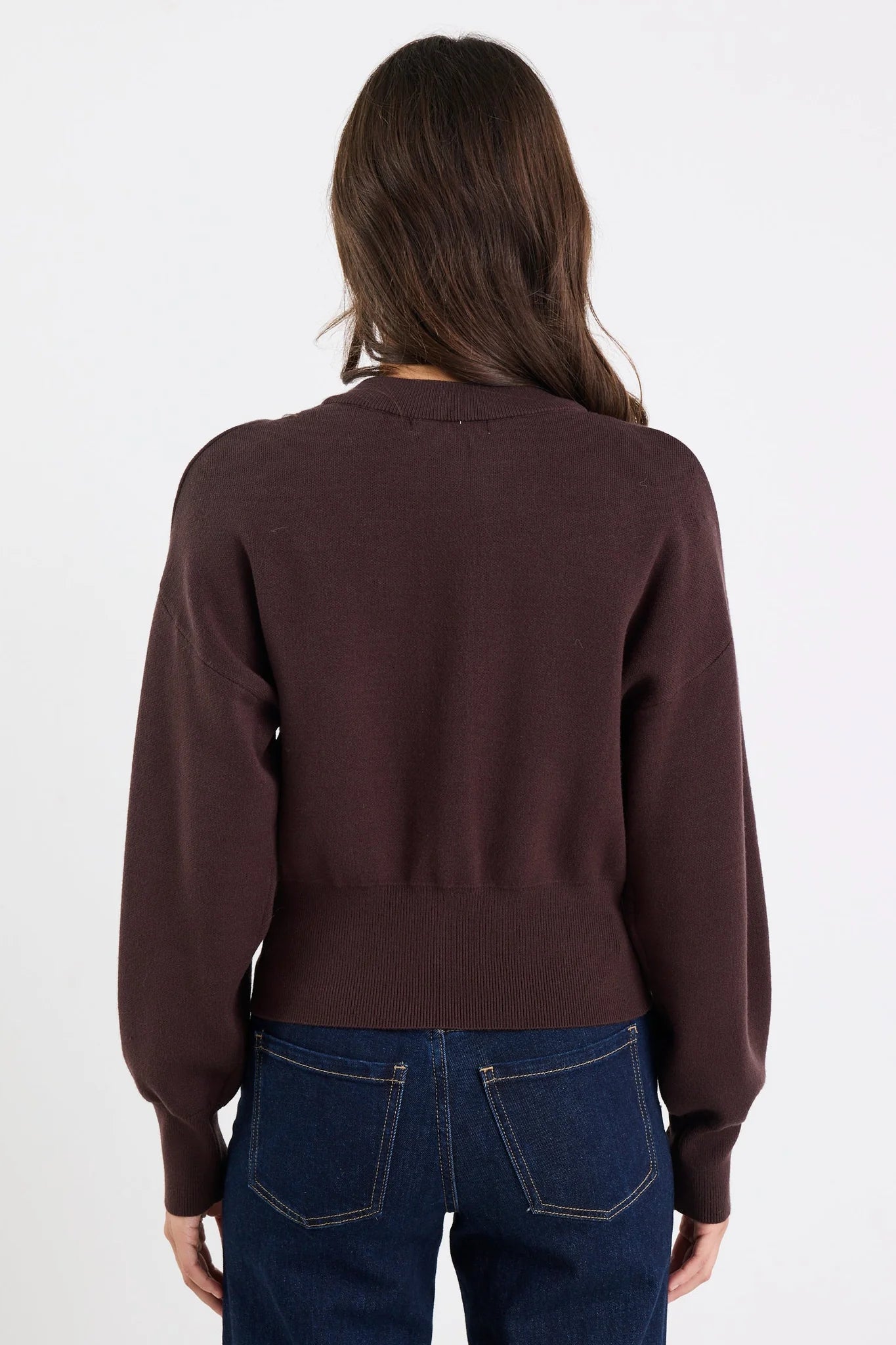 IVY + JACK HALLMARK CHOCOLATE CREWNECK CARDIGAN - THE VOGUE STORE