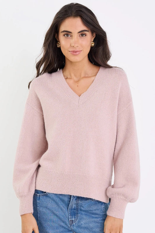IVY + JACK HARVEST BLUSH V NECK KNIT JUMPER - THE VOGUE STORE
