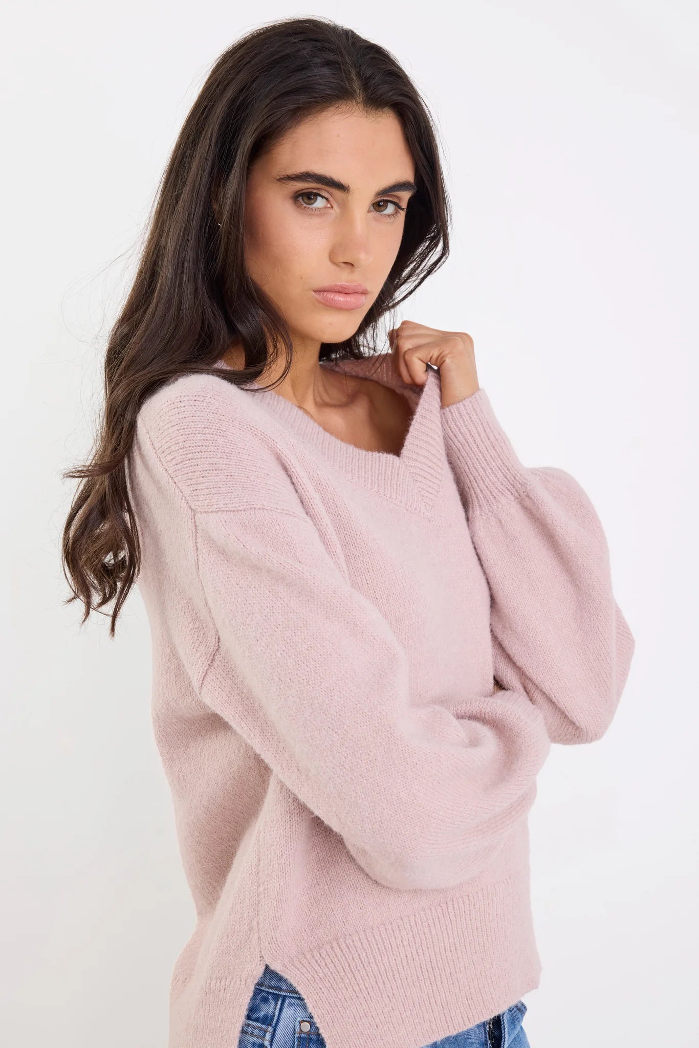 IVY + JACK HARVEST BLUSH V NECK KNIT JUMPER - THE VOGUE STORE