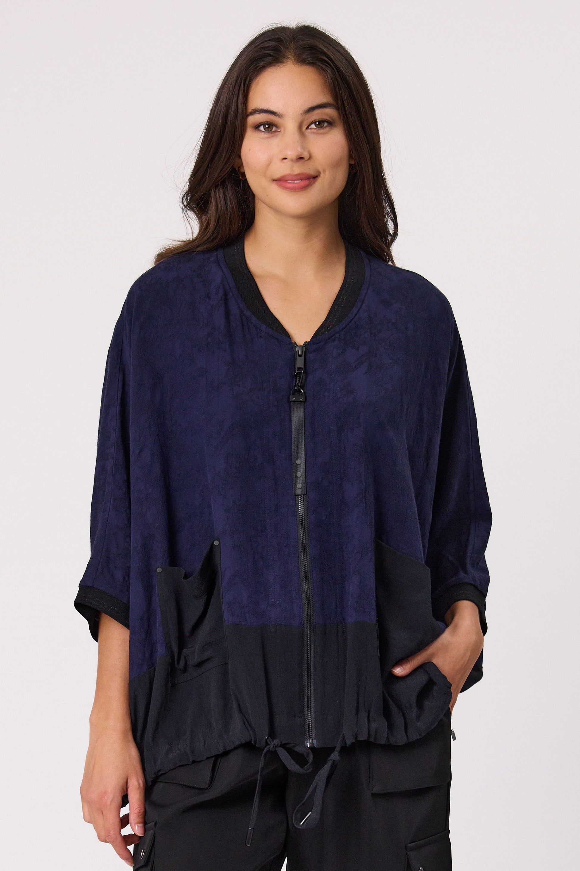 DESIGN NATION PLUME JACKET - MIDNIGHT - THE VOGUE STORE