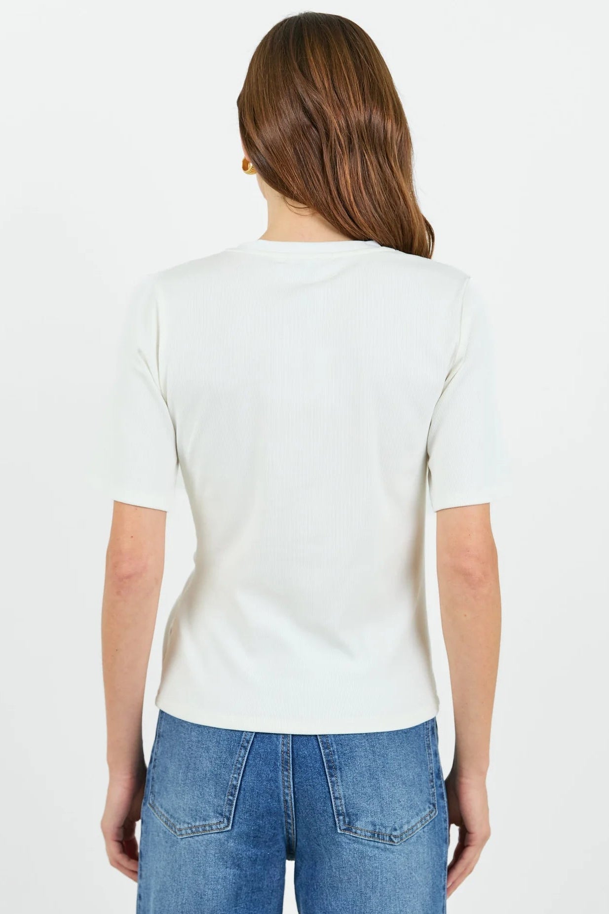 STORIES TO BE TOLD HELM WHITE WAIST BUCKLED SHORT SLEEVE TEE - THE VOGUE STORE