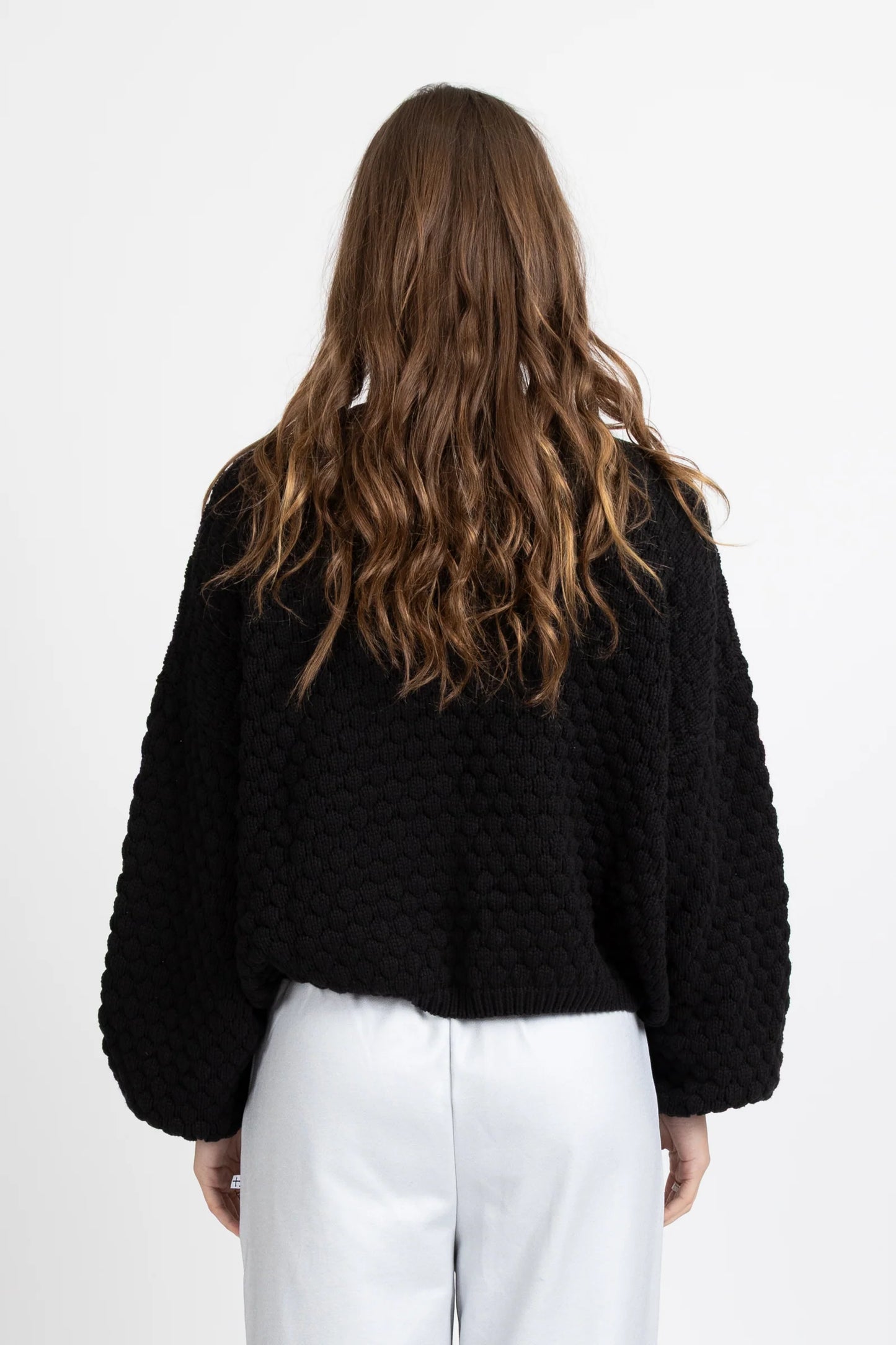 FEDERATION HONEYCOMB CARDI - BLACK - THE VOGUE STORE