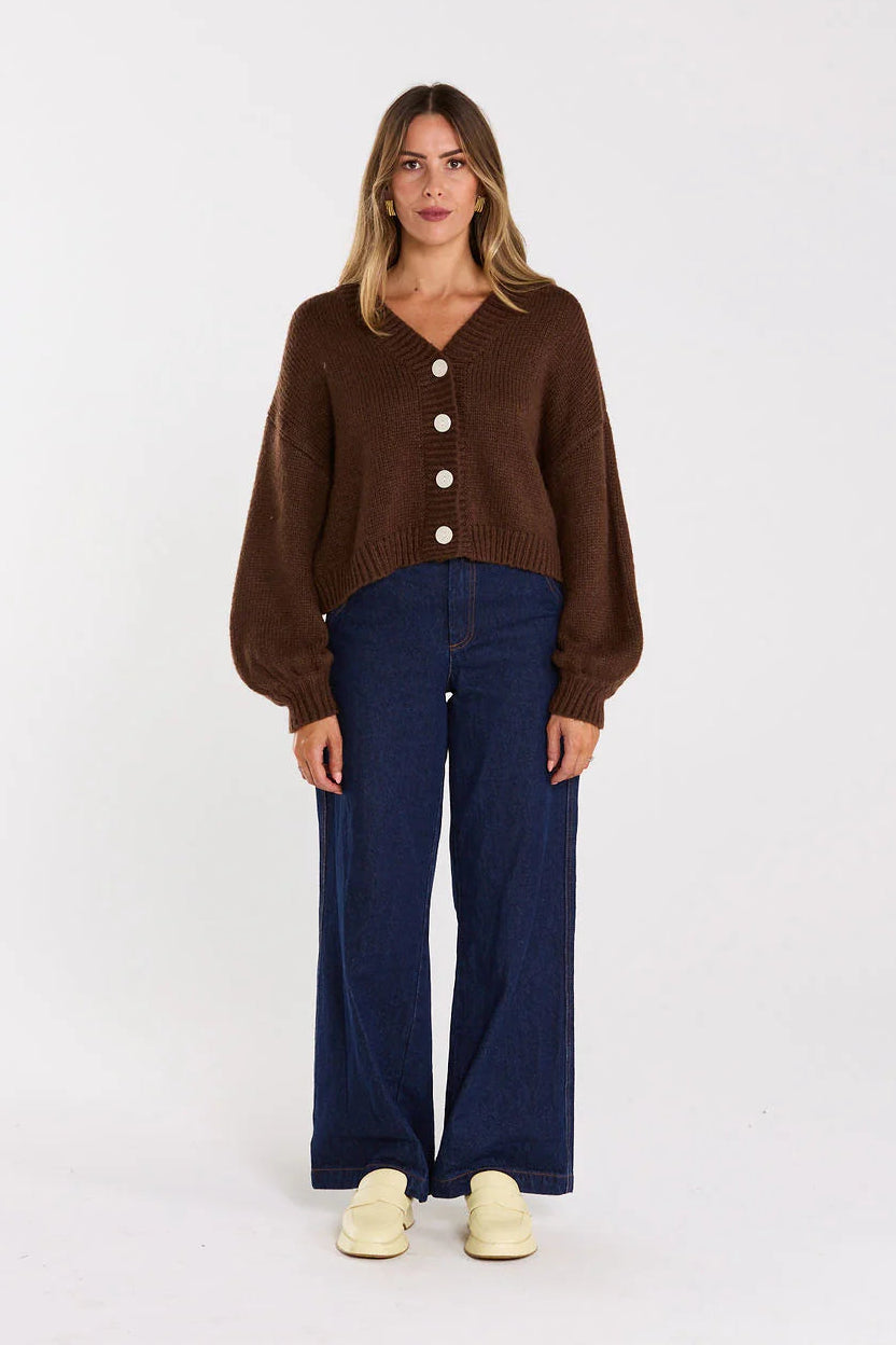 THING THING HUDDLE CARDIGAN - CHOCOLATE - THE VOGUE STORE