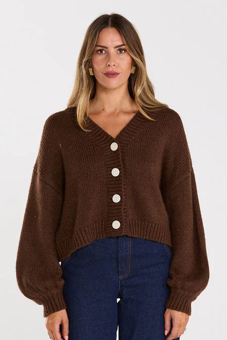 THING THING HUDDLE CARDIGAN - CHOCOLATE - THE VOGUE STORE