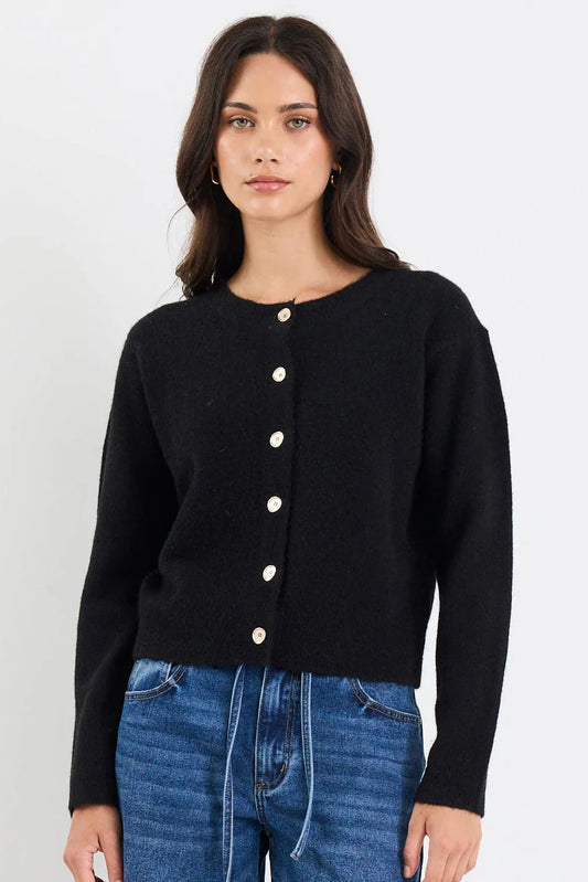 STORIES BE TOLD IMPRINT BLACK SOFT CARDIGAN - THE VOGUE STORE
