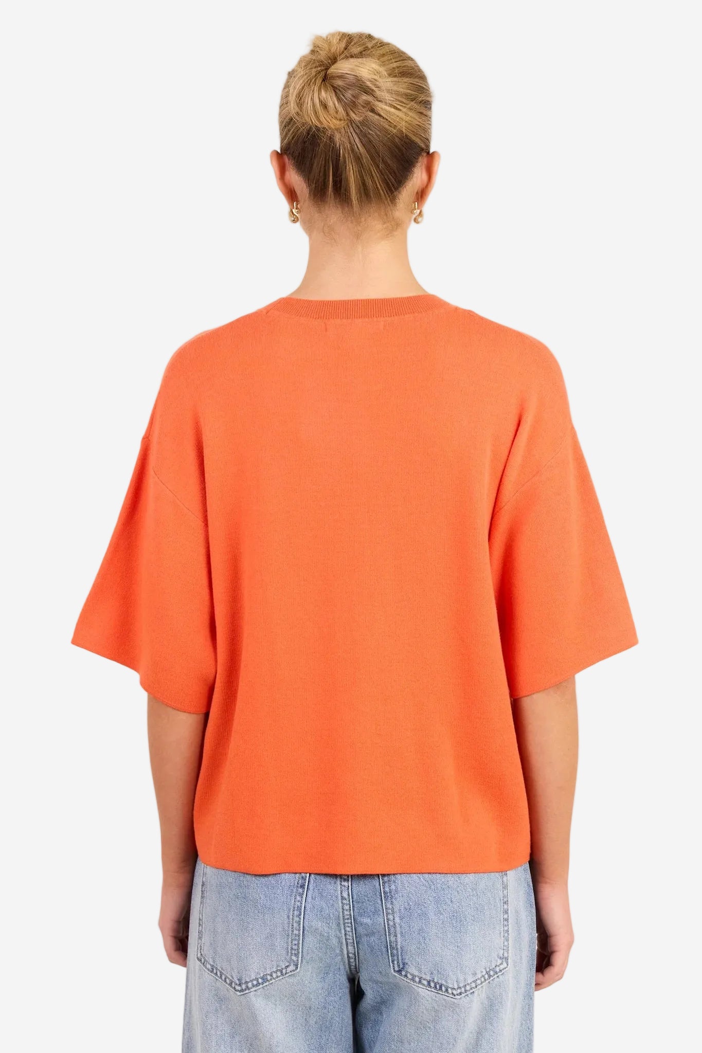 STORIES BE TOLD INTREPID BLOOD ORANGE RELAXED KNIT TEE - THE VOGUE STORE