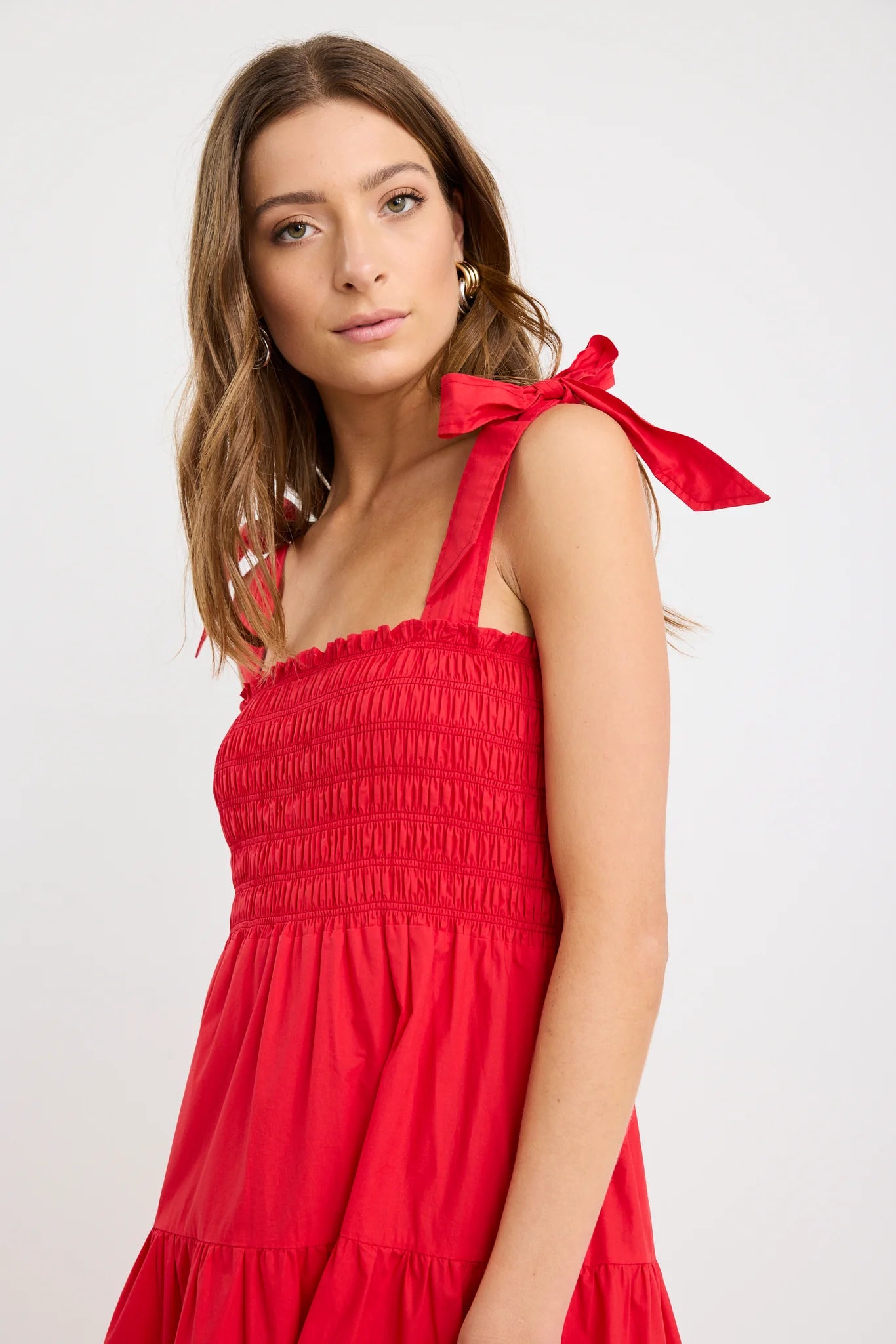 IVY + JACK ISABELLA CHERRY RED COTTON POPLIN STRAPPY TIERED MAXI DRESS  - THE VOGUE STORE