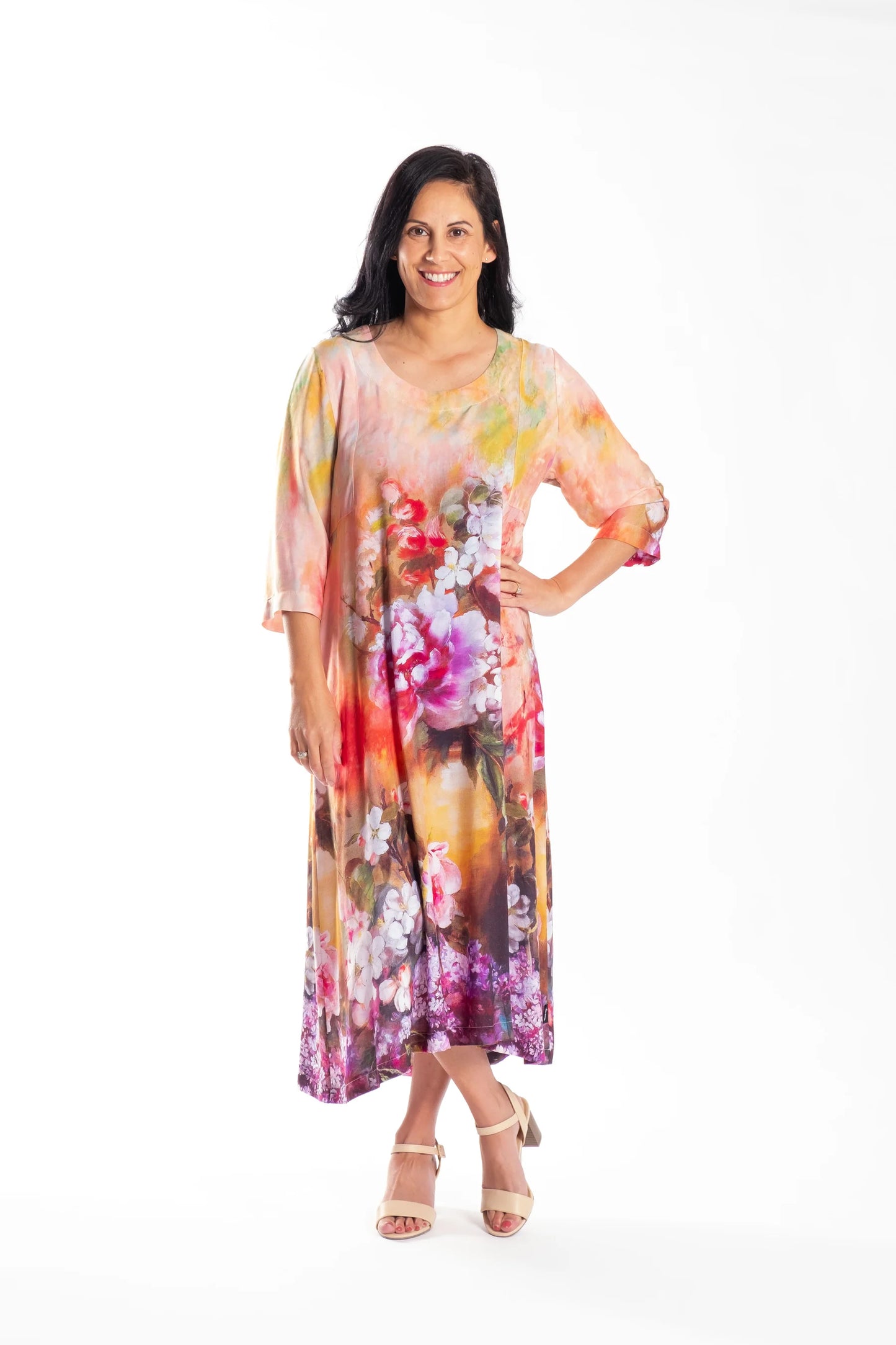 JELLICOE FLEUR DRESS - APRICOT FLORAL - THE VOGUE STORE