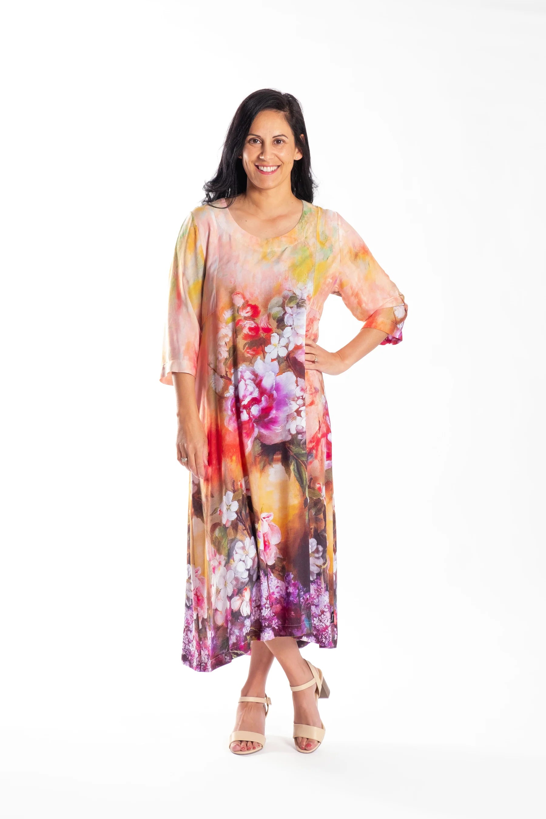 JELLICOE FLEUR DRESS - APRICOT FLORAL - THE VOGUE STORE