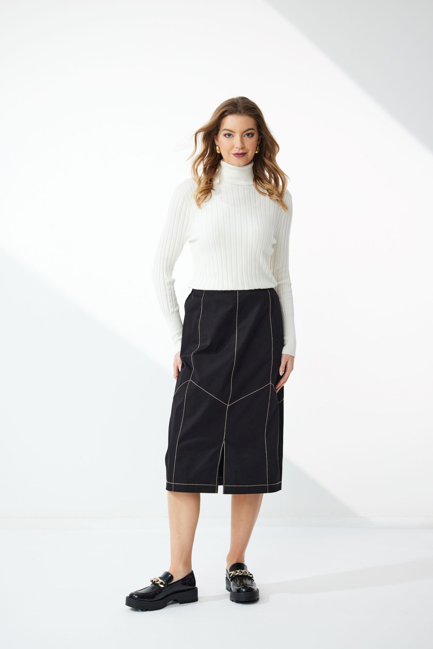 NEWPORT BENSON ROLL NECK JUMPER - IVORY - THE VOGUE STORE