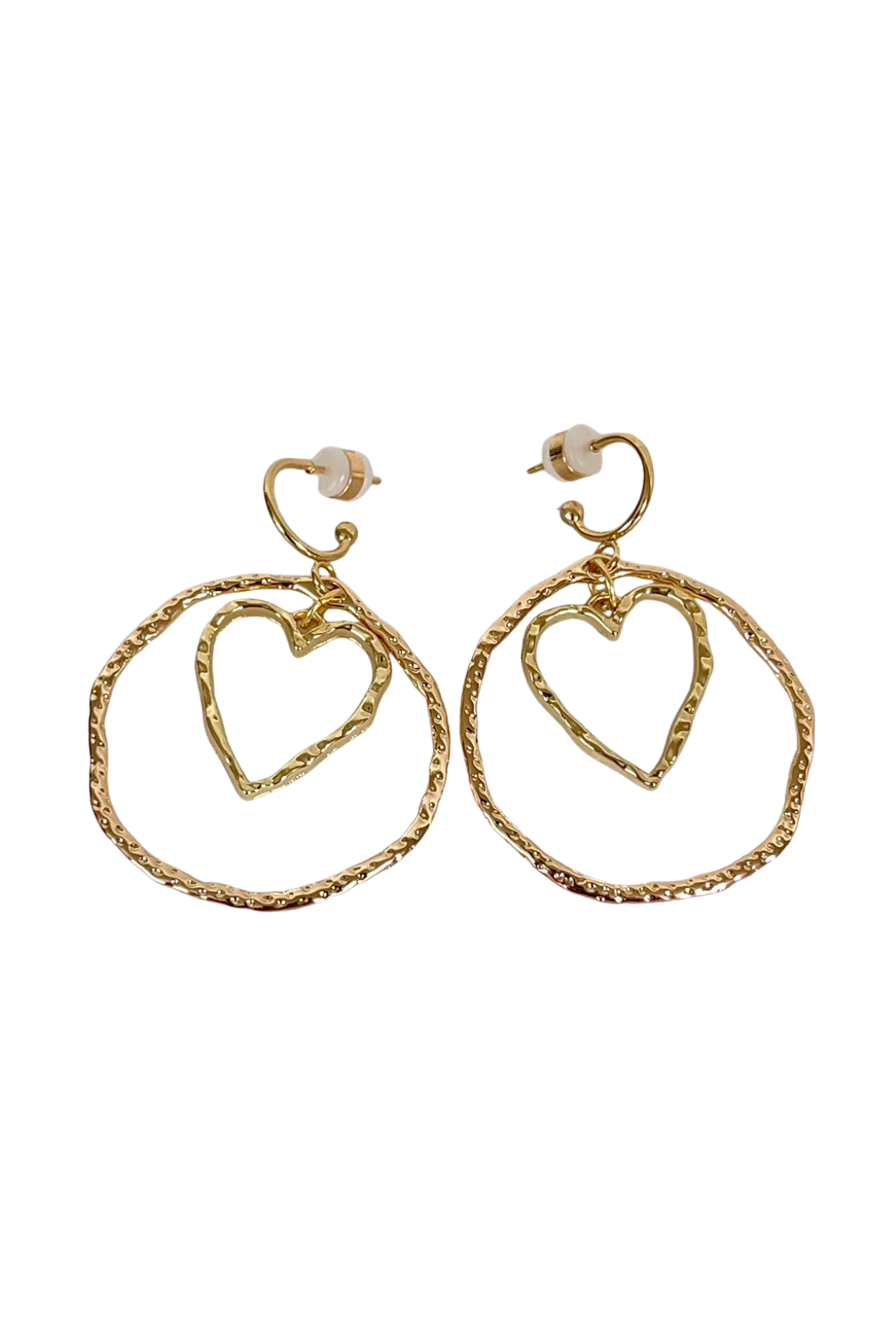 PENNY FOGGO LARGE TEXTURED HEART AND CIRCLE HALF HOOPS - THE VOGUE STORE