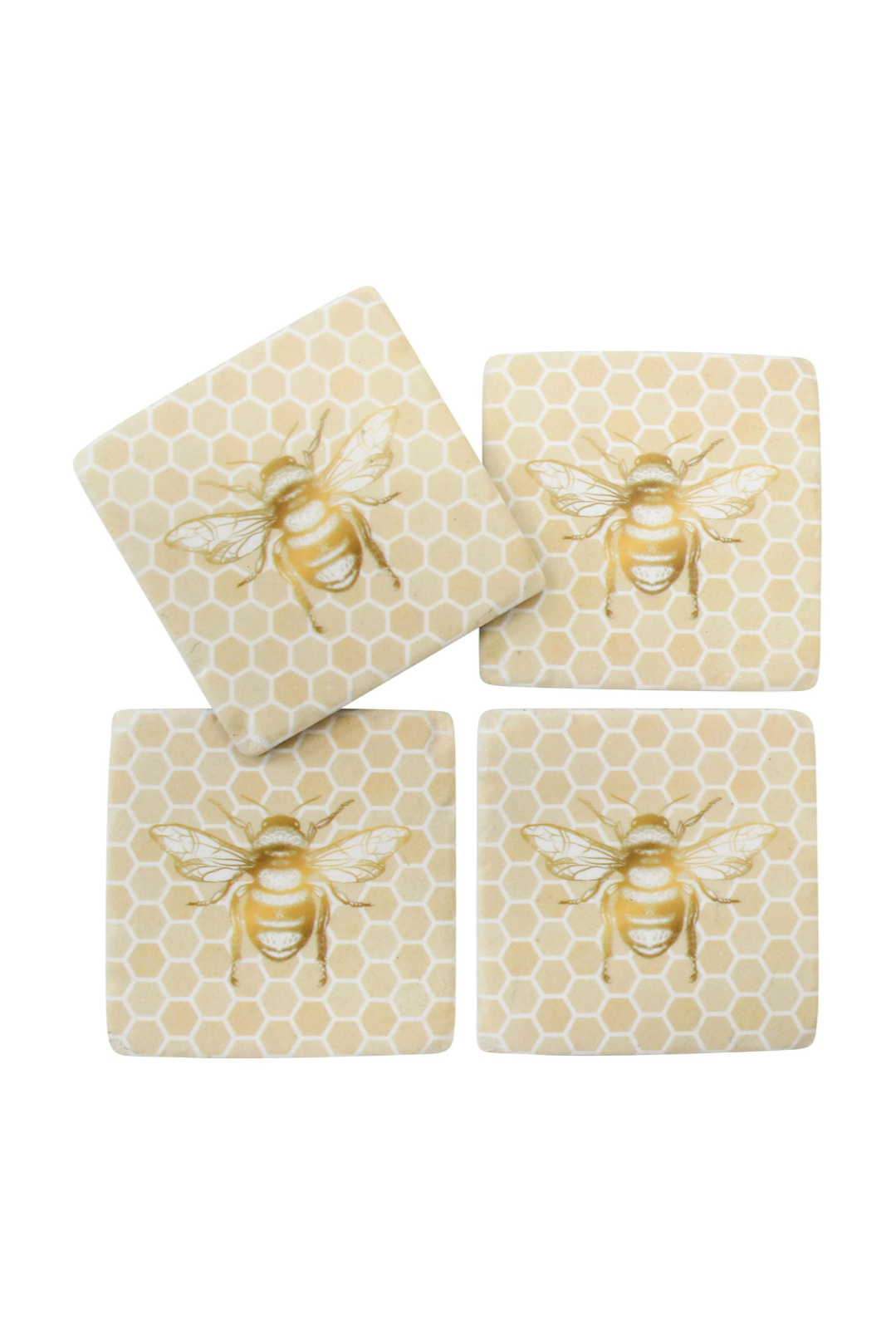 SET 4 COASTERS - BEE HONEYCOMB - THE VOGUE STORE
