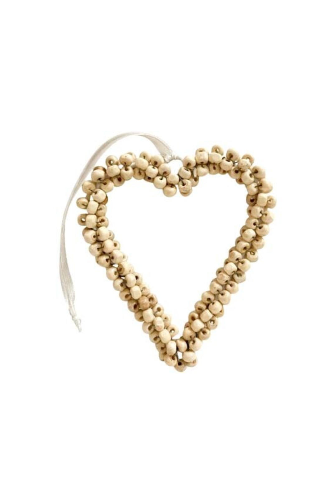 WOODEN BEAD HEART HANGER - IVORY - THE VOGUE STORE
