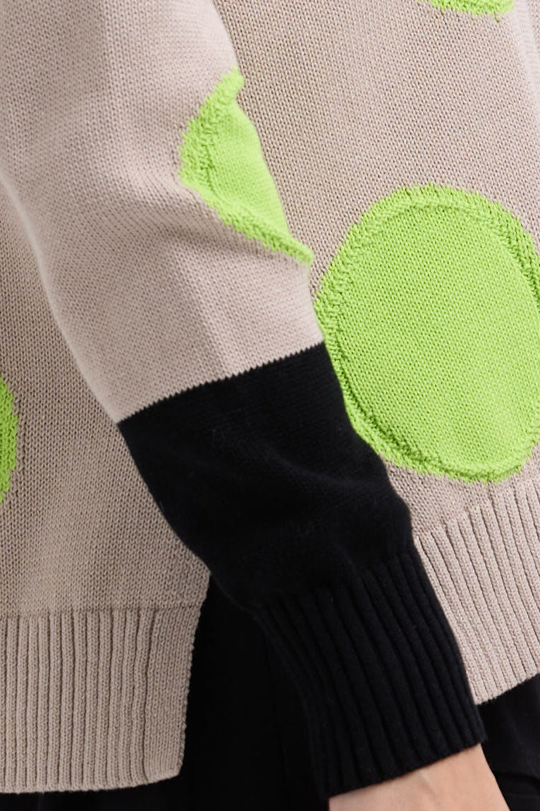 LD & CO SPOTS INSTARSIA JUMPER - TAUPE - THE VOGUE STORE