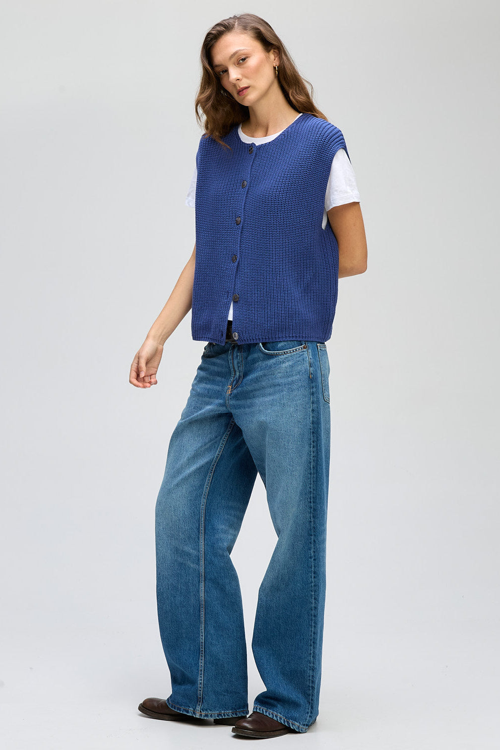 LD & CO RIBBED VEST - BLUEBELL - THE VOGUE STORE