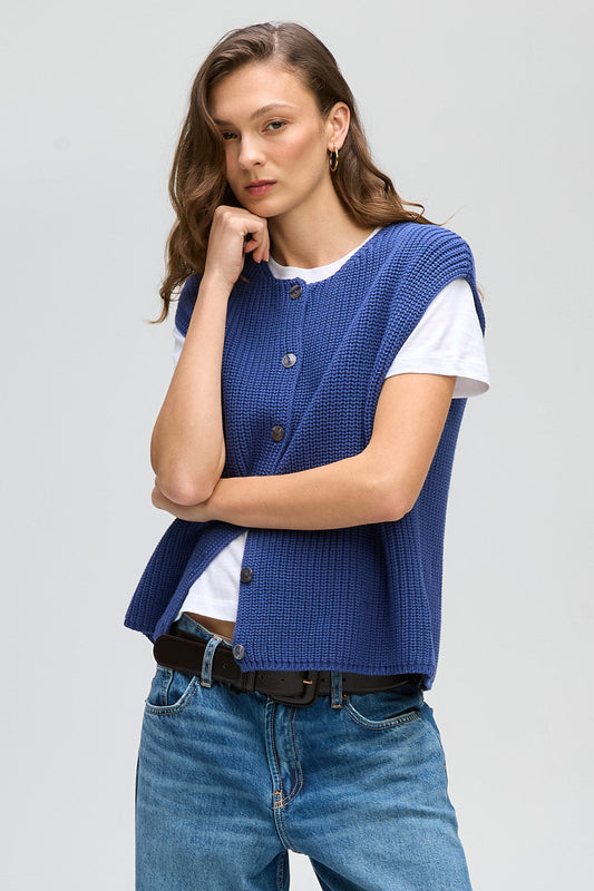 LD & CO RIBBED VEST - BLUEBELL - THE VOGUE STORE