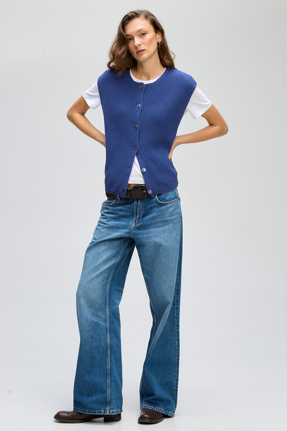 LD & CO RIBBED VEST - BLUEBELL - THE VOGUE STORE