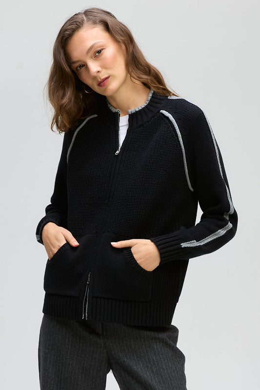 LD & CO GOLF ZIP UP - BLACK - THE VOGUE STORE