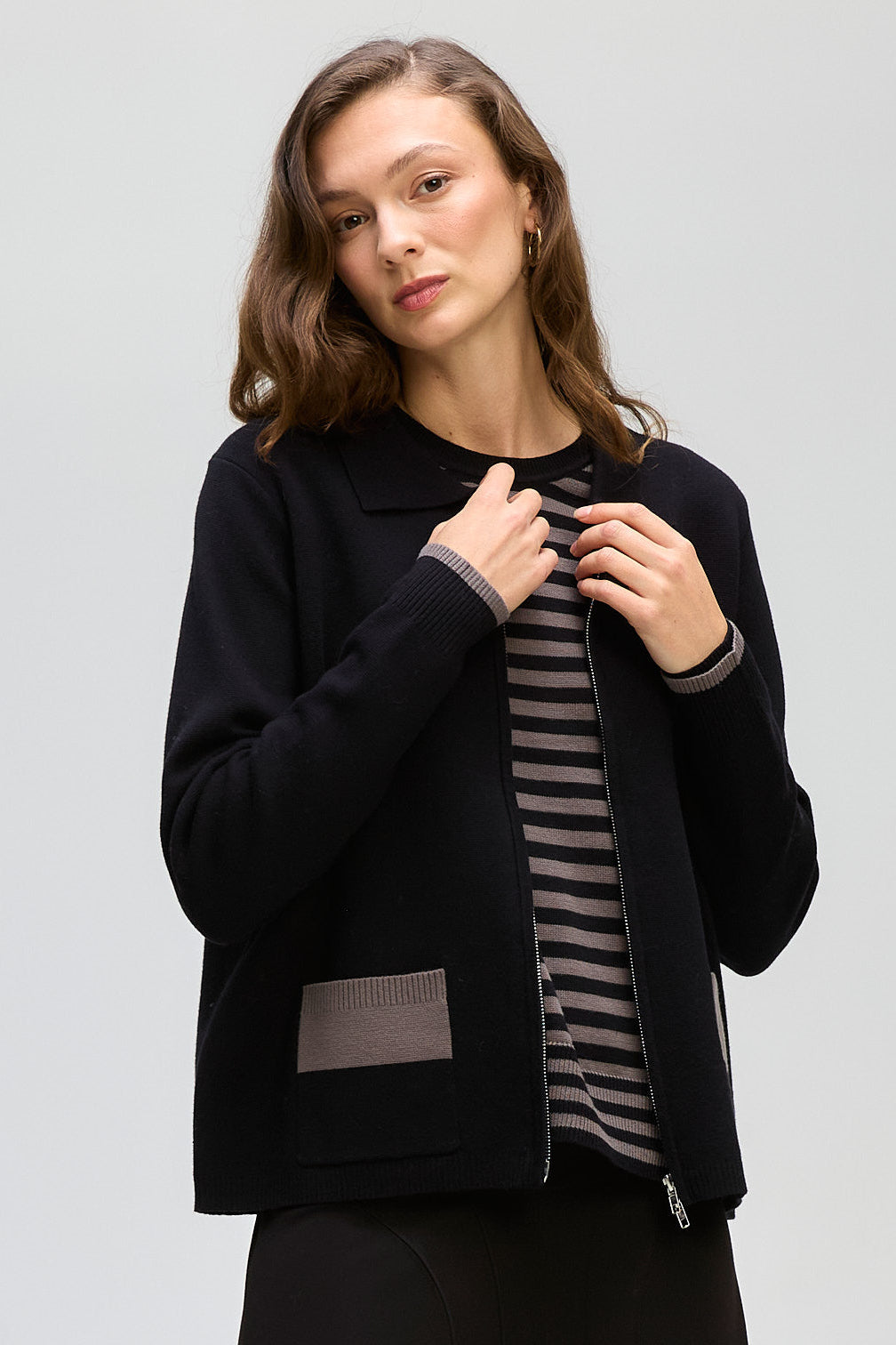 LD & CO ZIP THROUGH JACKET - BLACK - THE VOGUE STORE