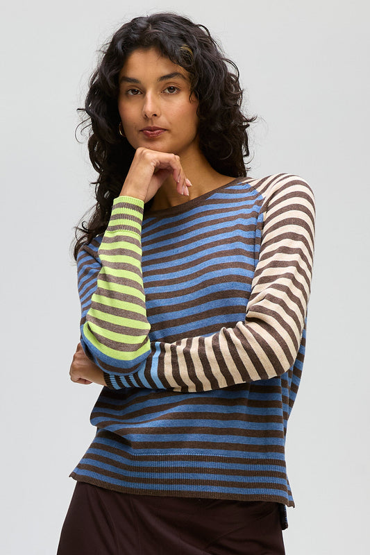 LD & CO RETRO BANDS CREW - COCOA - THE VOGUE STORE