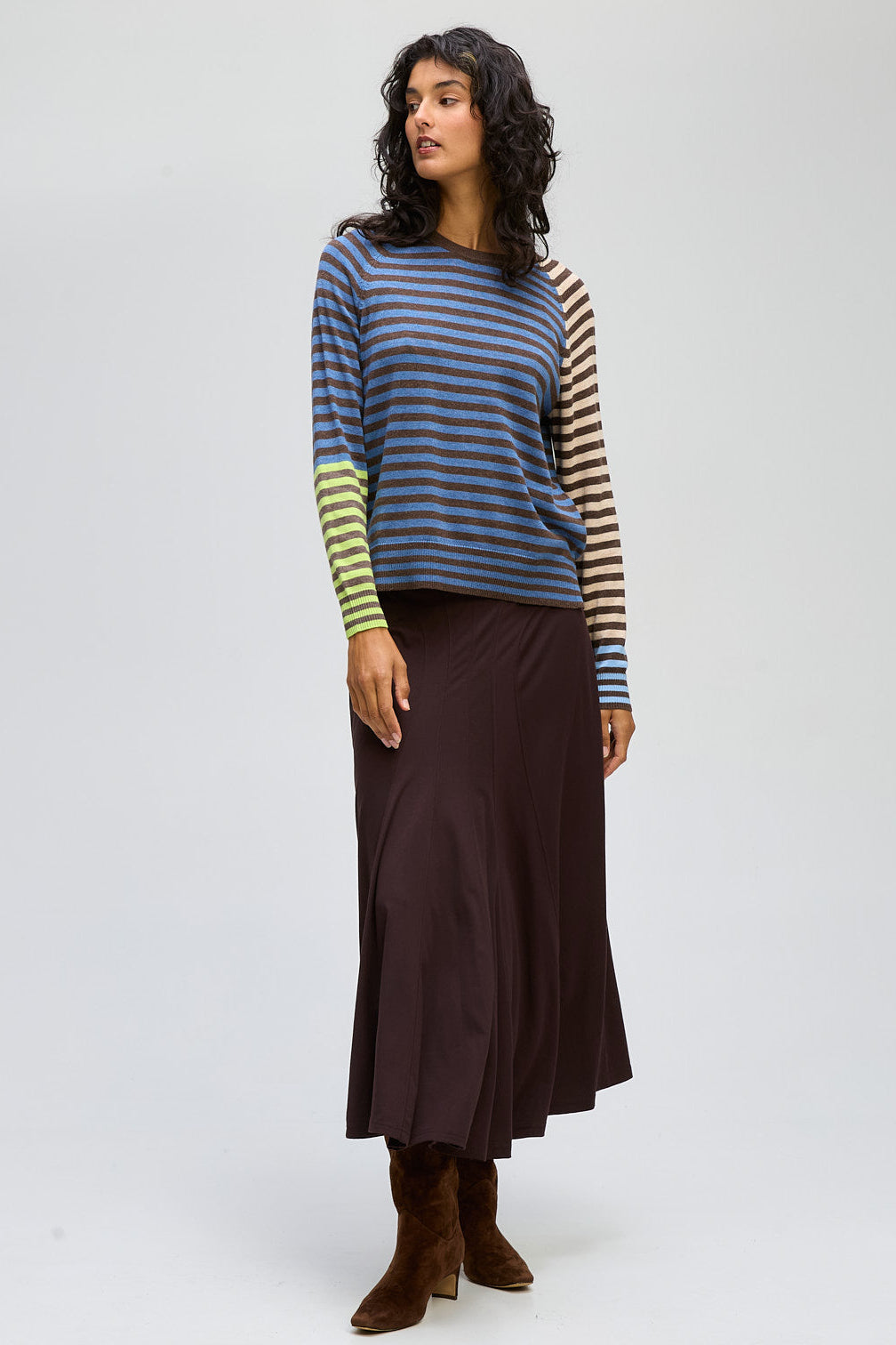 LD & CO RETRO BANDS CREW - COCOA - THE VOGUE STORE