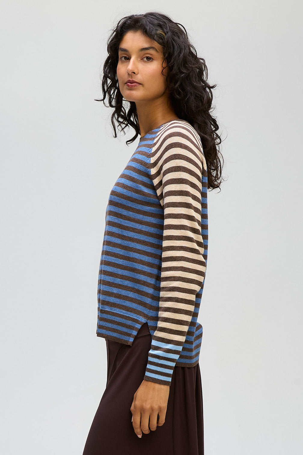 LD & CO RETRO BANDS CREW - COCOA - THE VOGUE STORE