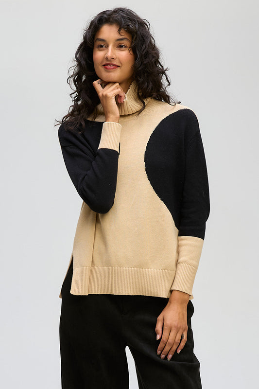 LD & CO SPOT ON ROLL NECK - TAUPE - THE VOGUE STORE