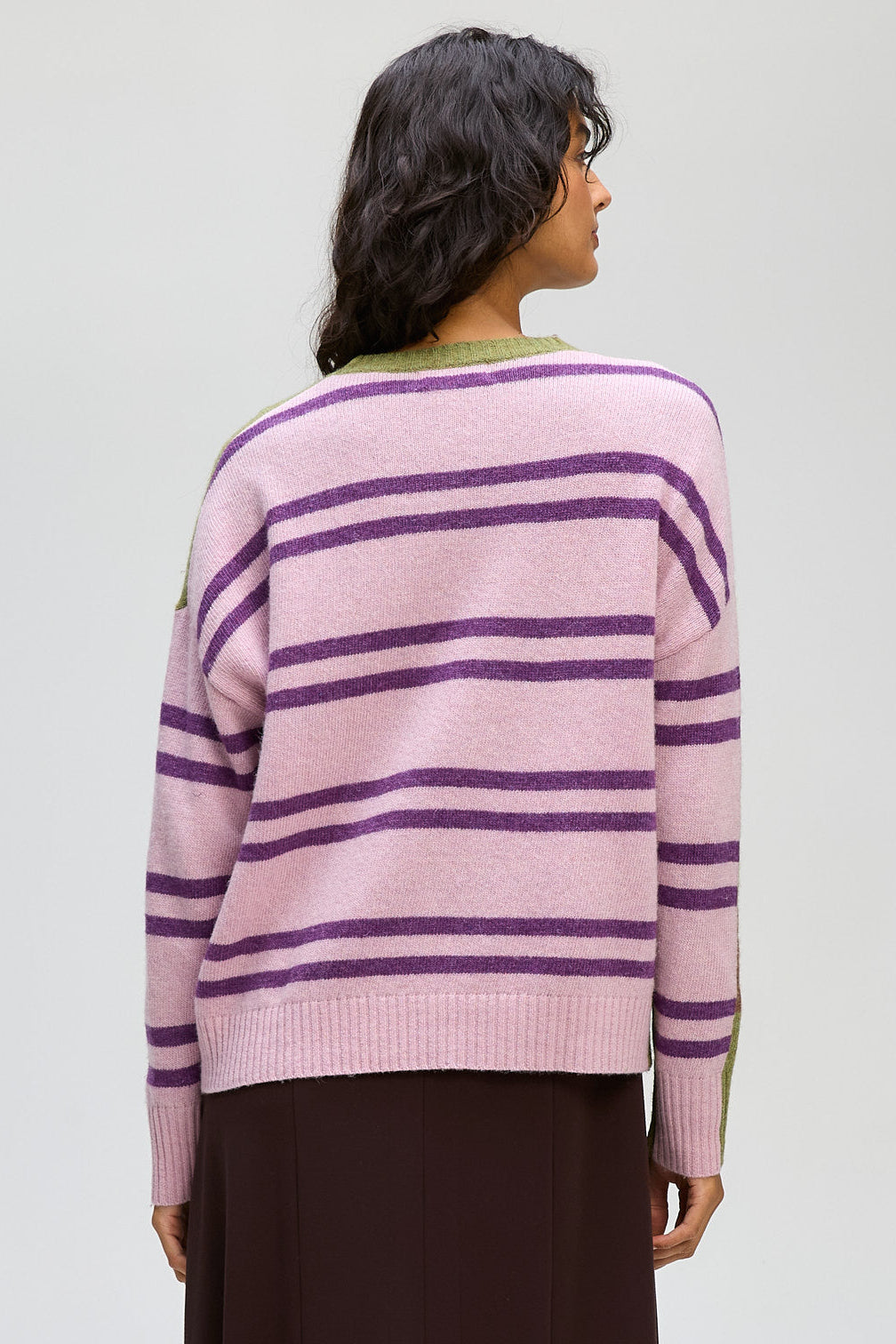 LD & CO GROOVE STRIPE CREW - OLIVE - THE VOGUE STORE