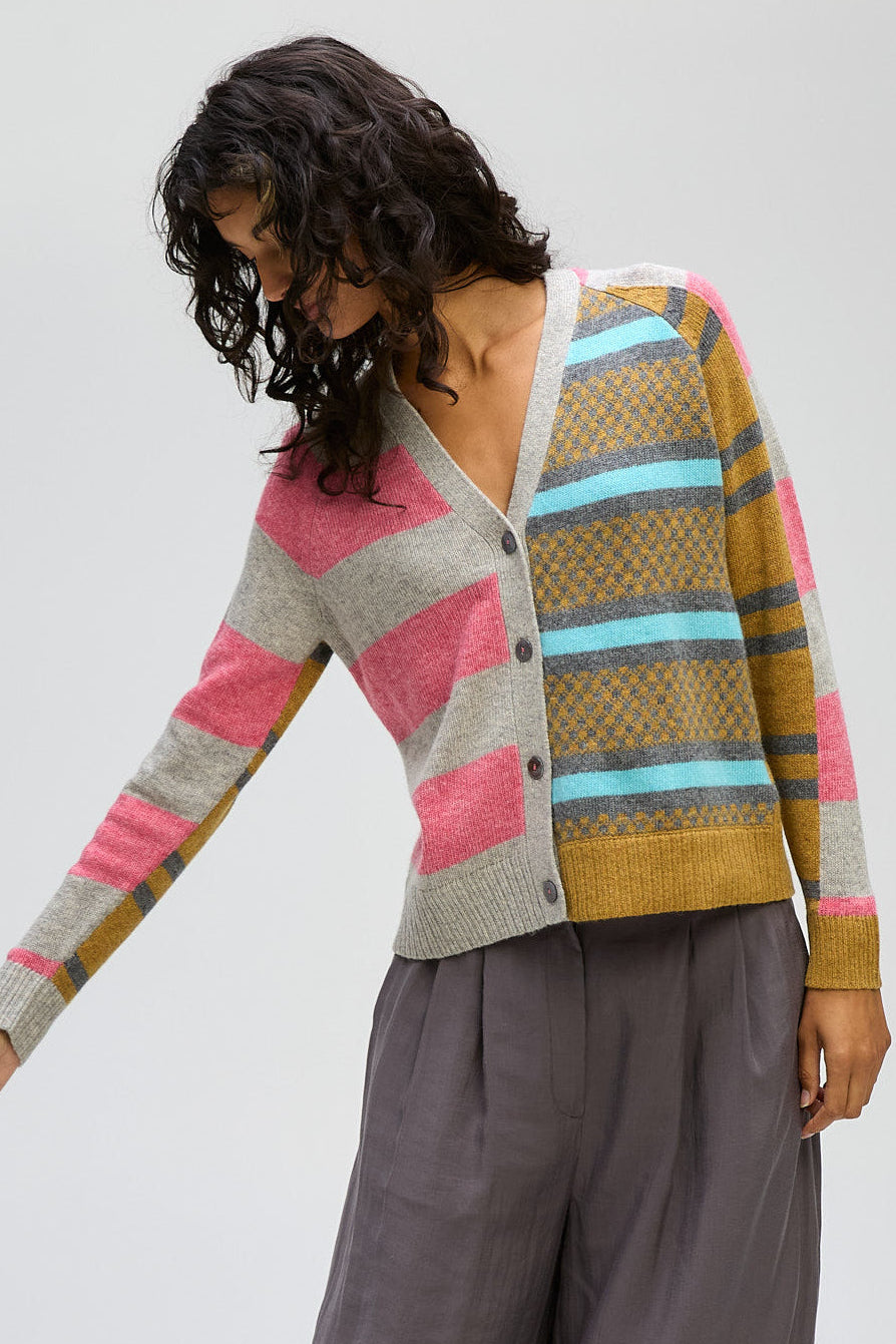 LD & CO GROOVE STRIPE CARDI - MARLE - THE VOGUE STORE
