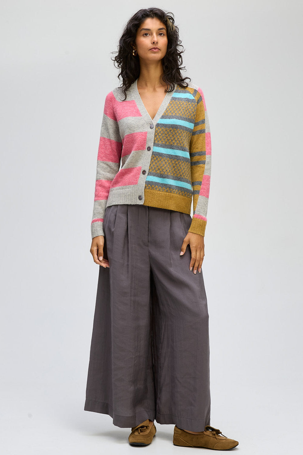 LD & CO GROOVE STRIPE CARDI - MARLE - THE VOGUE STORE