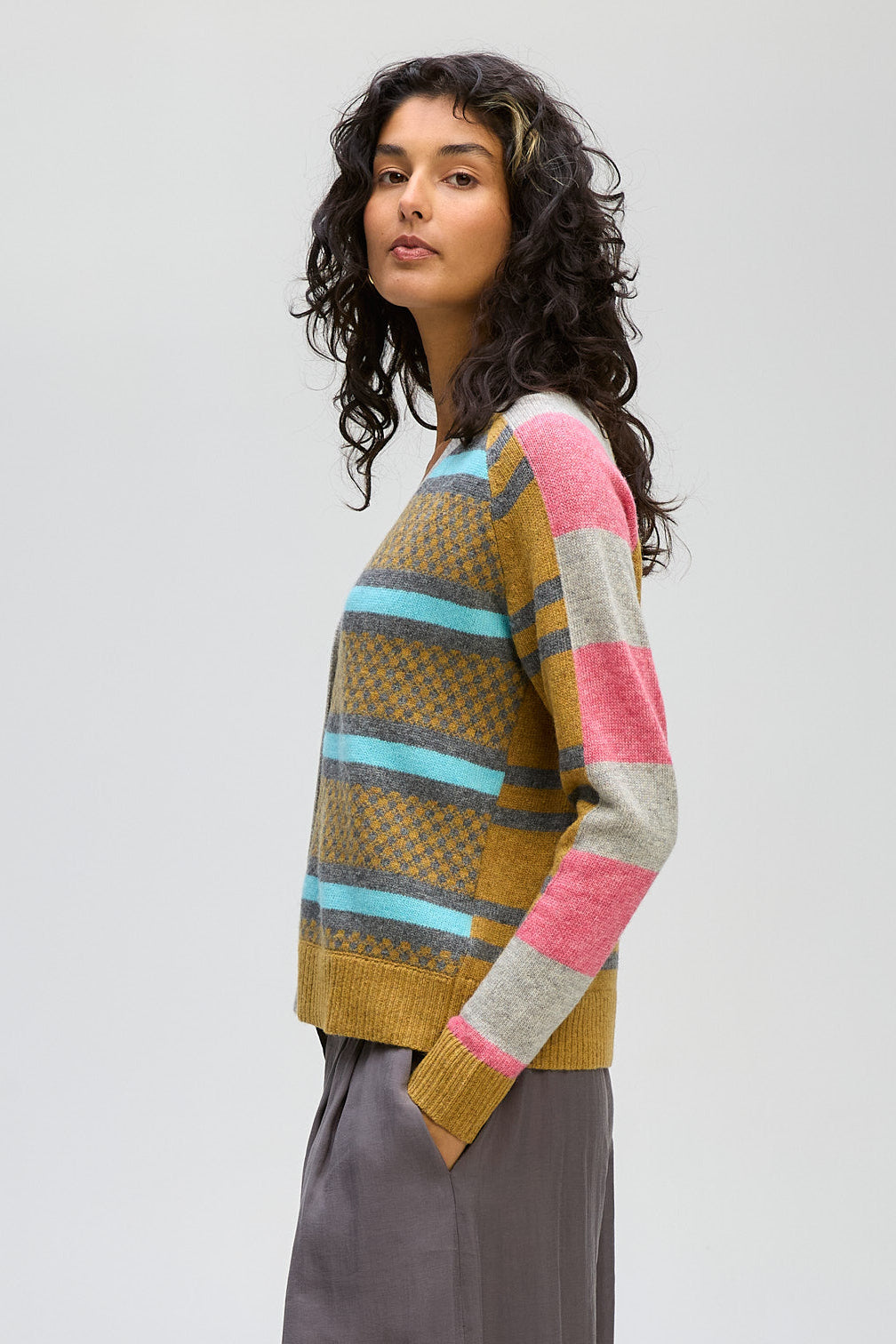 LD & CO GROOVE STRIPE CARDI - MARLE - THE VOGUE STORE