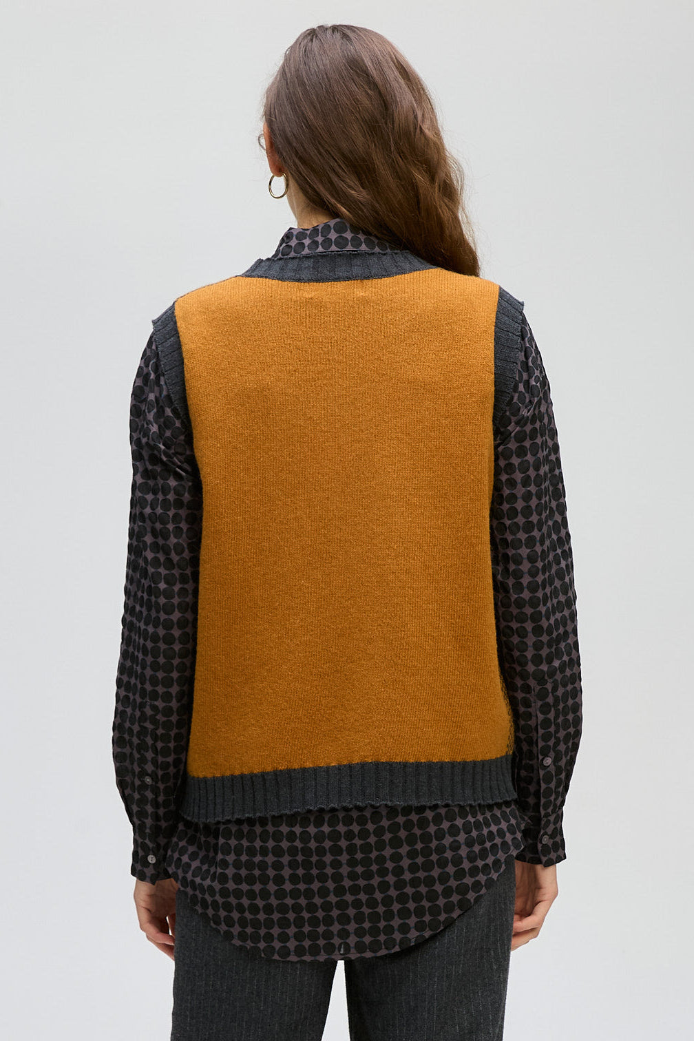 LD & CO PATTERN VEST - TOFFEE - THE VOGUE STORE