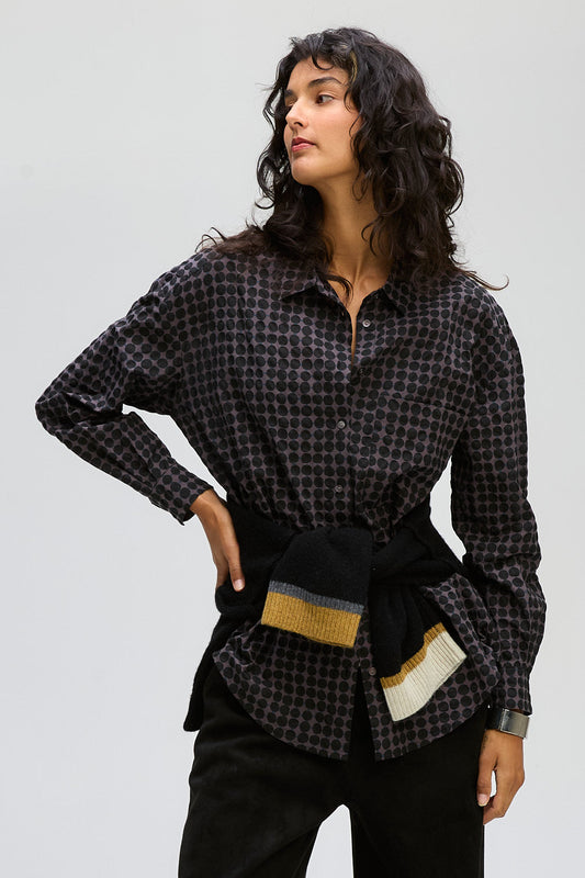 LD & CO POKER DOT SHIRT - BLACK SPOT - THE VOGUE STORE