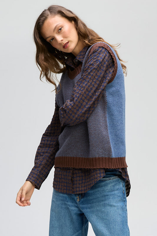 LD & CO POKER DOT SHIRT - COCOA SPOT - THE VOGUE STORE