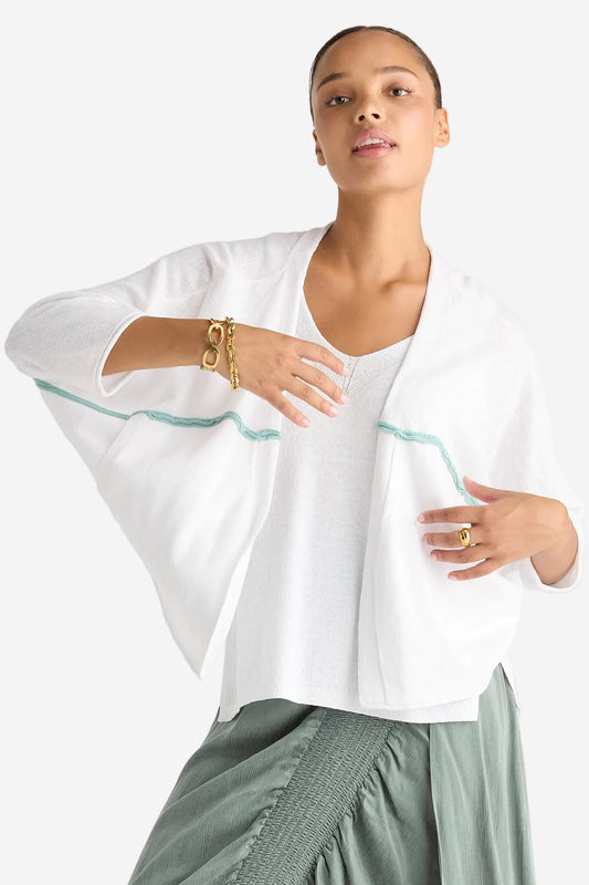 LD & CO OFFSET CARDI - WHITE - THE VOGUE STORE
