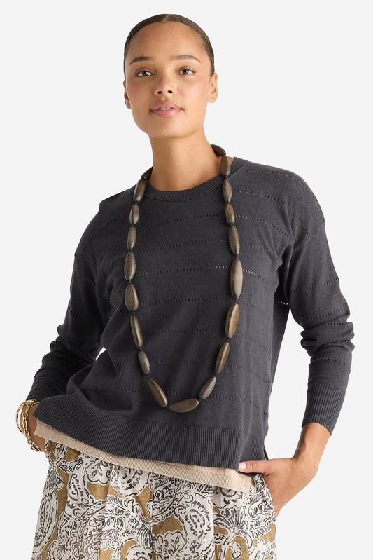 LD & CO TEXTURED LINEN JUMPER - GRAPHITE - THE VOGUE STORE