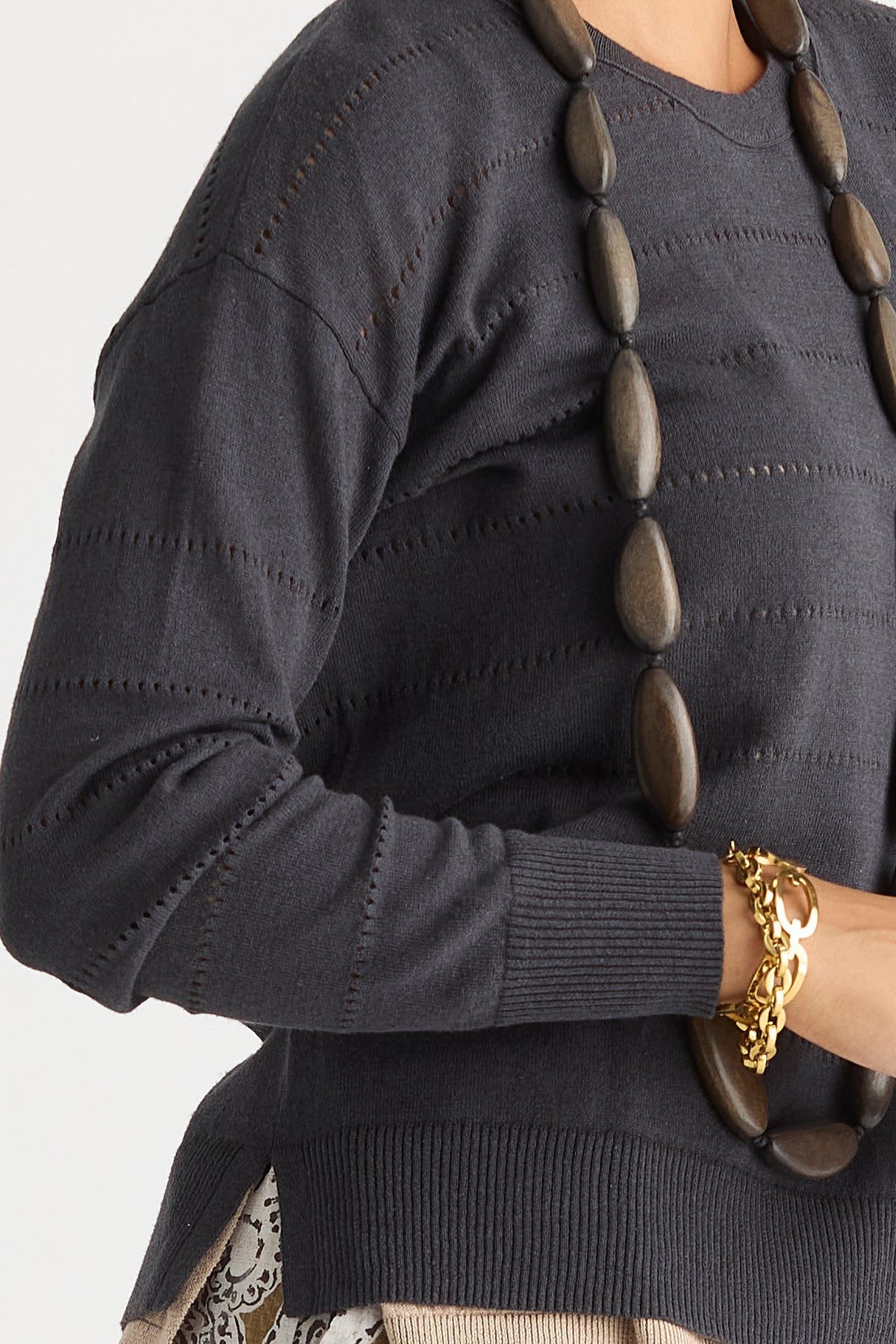 LD & CO TEXTURED LINEN JUMPER - GRAPHITE - THE VOGUE STORE