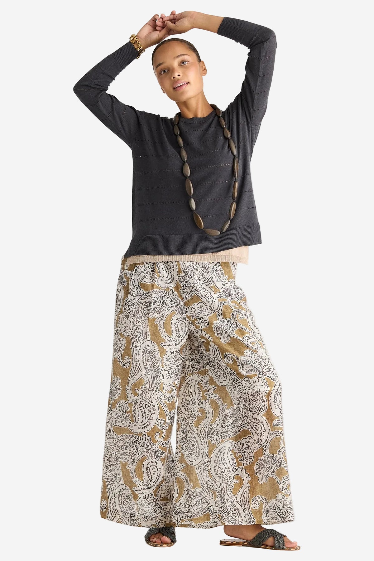 LD & CO TEXTURED LINEN JUMPER - GRAPHITE - THE VOGUE STORE