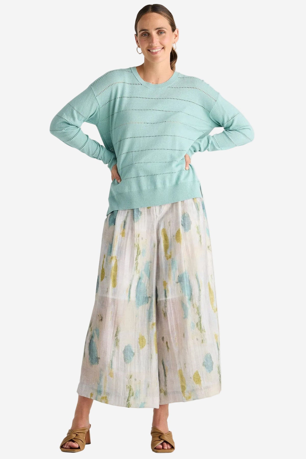 LD & CO TEXTURED LINEN JUMPER - ICED - THE VOGUE STORE