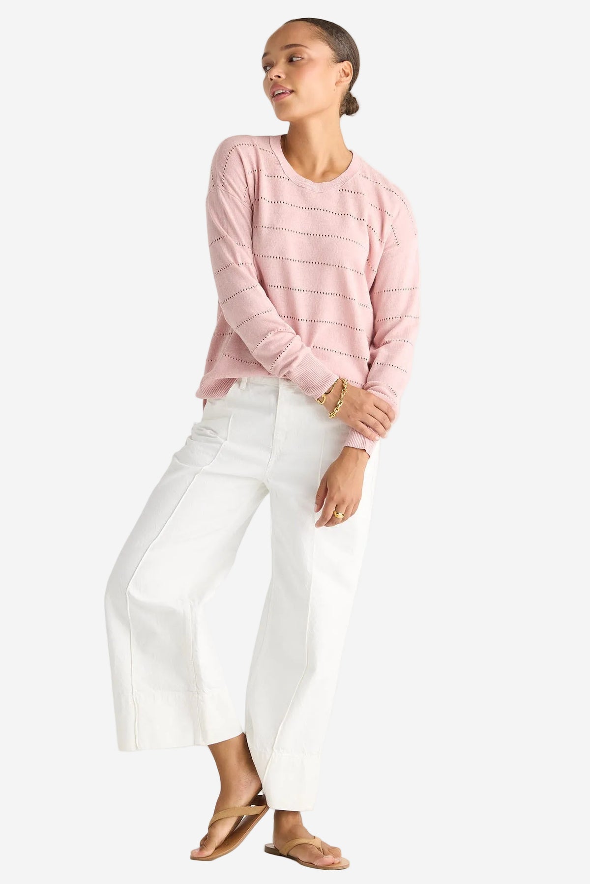 LD & CO TEXTURED LINEN JUMPER - ROSE - THE VOGUE STORE