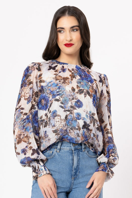 LEILA + LUCA NEW YORK TOP - AZURE CARNATION - THE VOGUE STORE