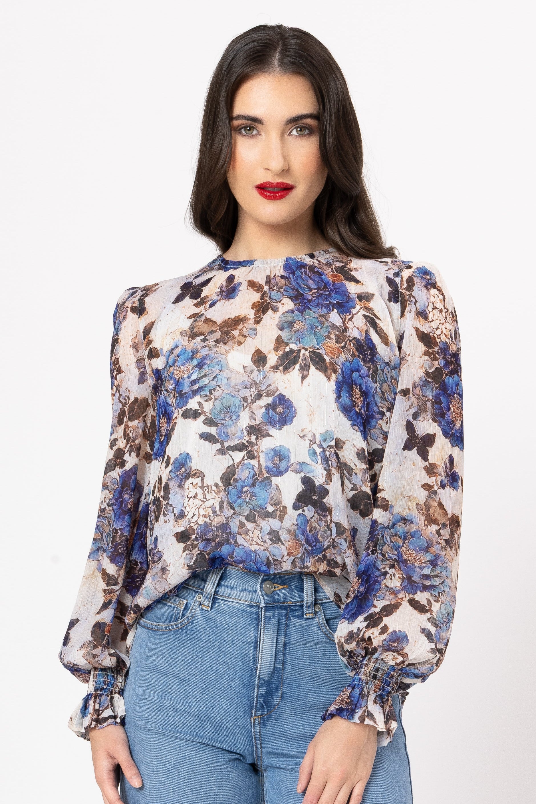 LEILA + LUCA NEW YORK TOP - AZURE CARNATION - THE VOGUE STORE