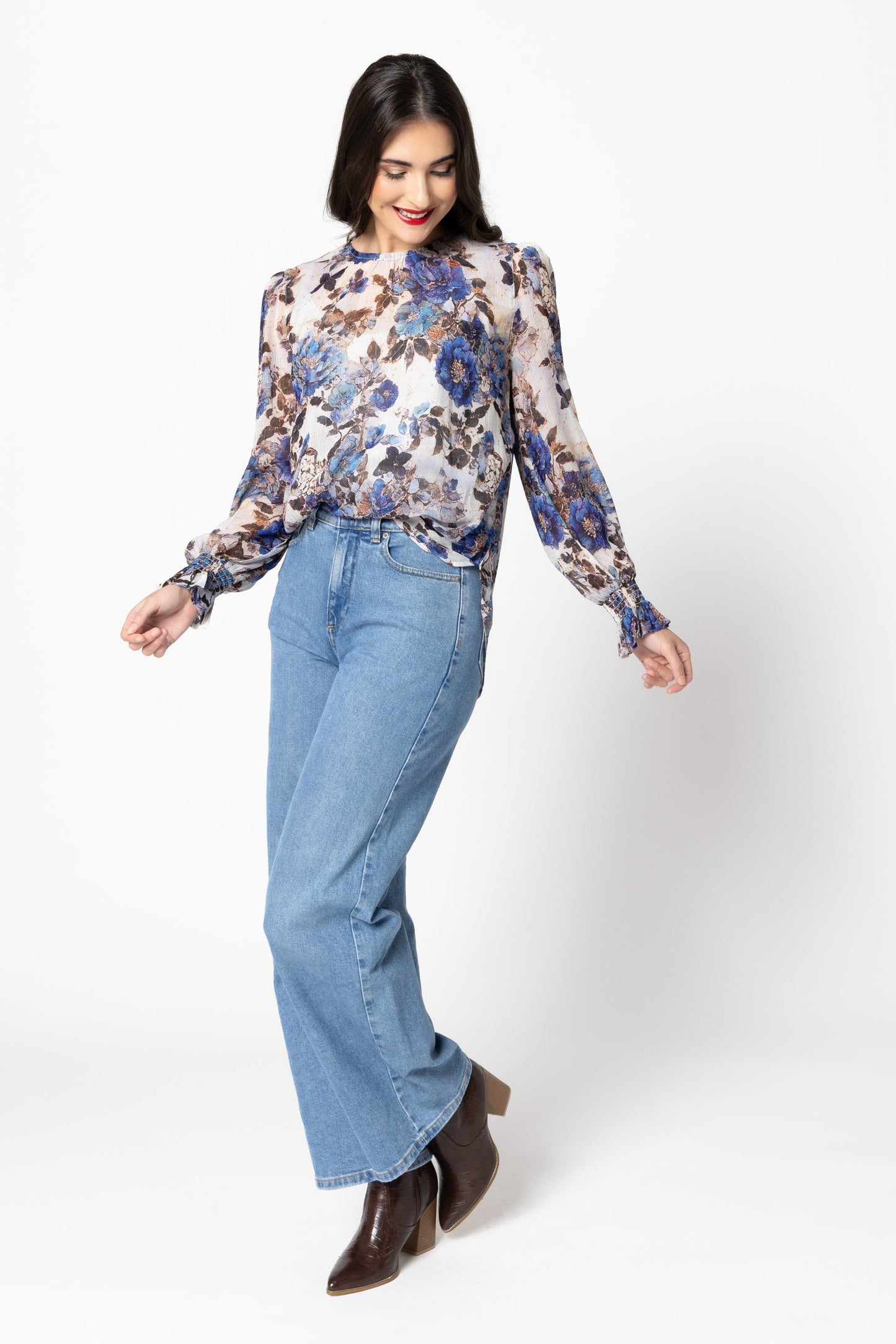 LEILA + LUCA NEW YORK TOP - AZURE CARNATION - THE VOGUE STORE