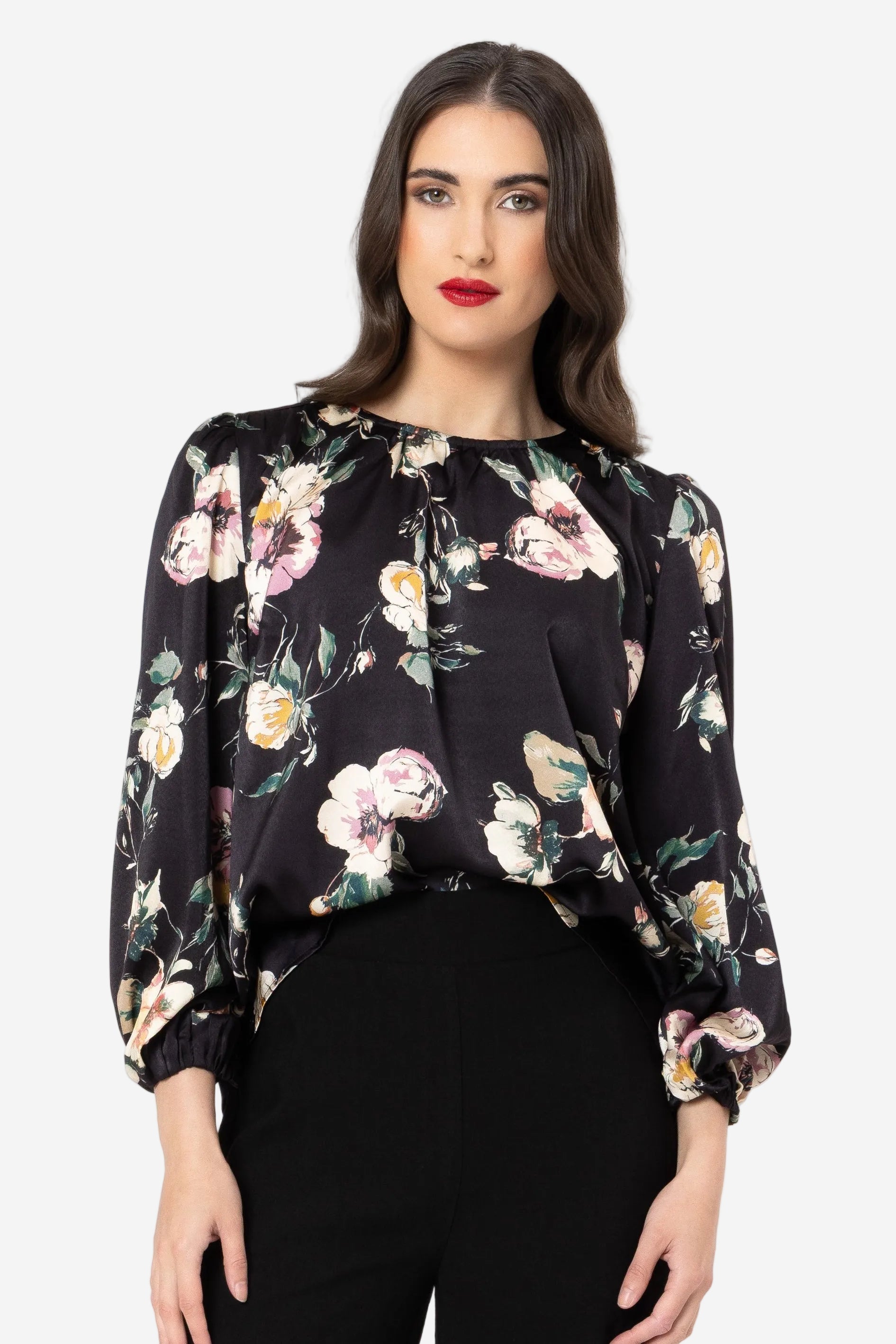 LEILA + LUCA LORENZA BLOUSE - INK BLOOM - THE VOGUE STORE