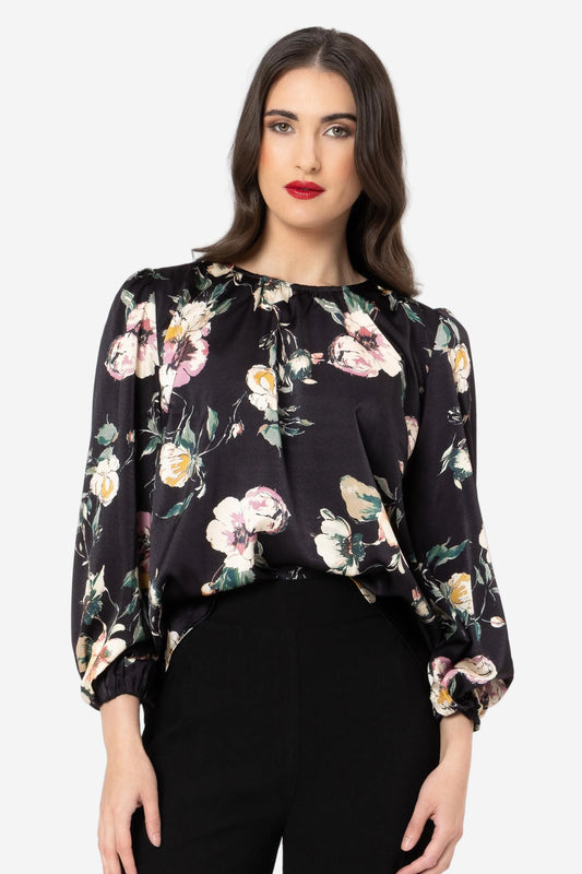 LEILA + LUCA LORENZA BLOUSE - INK BLOOM - THE VOGUE STORE