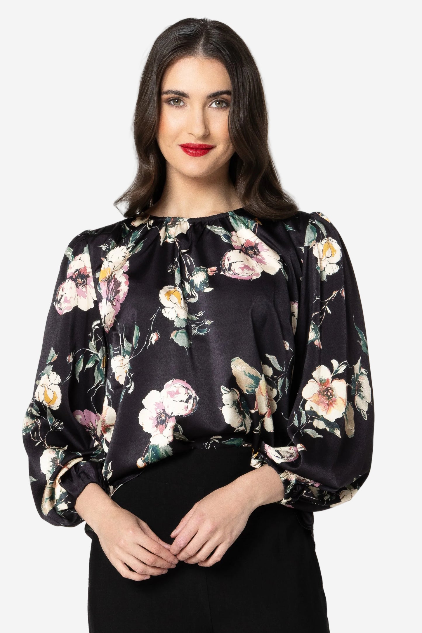 LEILA + LUCA LORENZA BLOUSE - INK BLOOM - THE VOGUE STORE