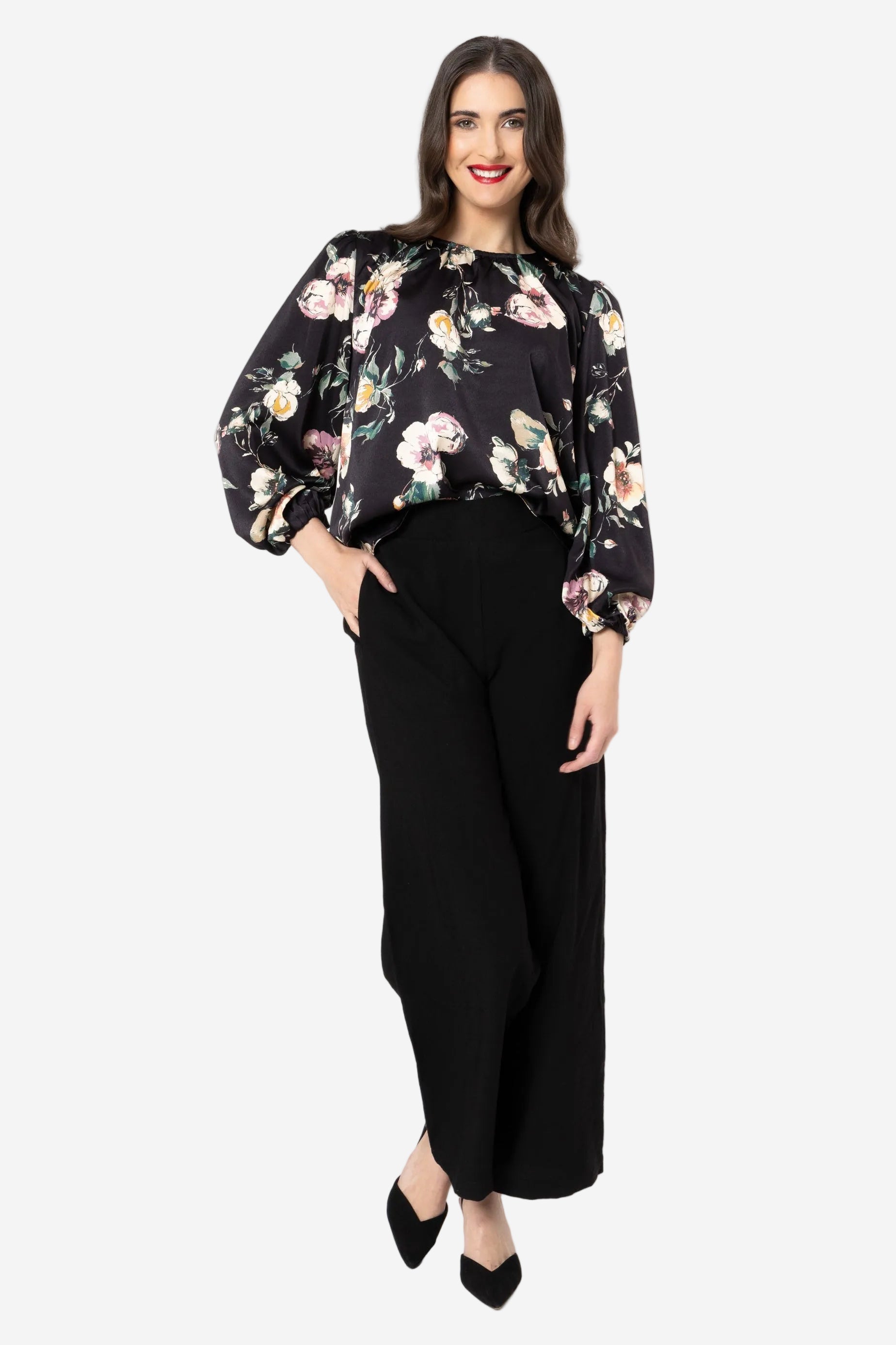 LEILA + LUCA LORENZA BLOUSE - INK BLOOM - THE VOGUE STORE