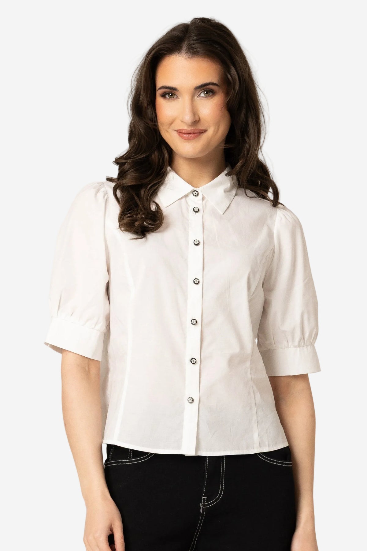 LEILA + LUCA ALIGNED SHIRT - WHITE - THE VOGUE STORE
