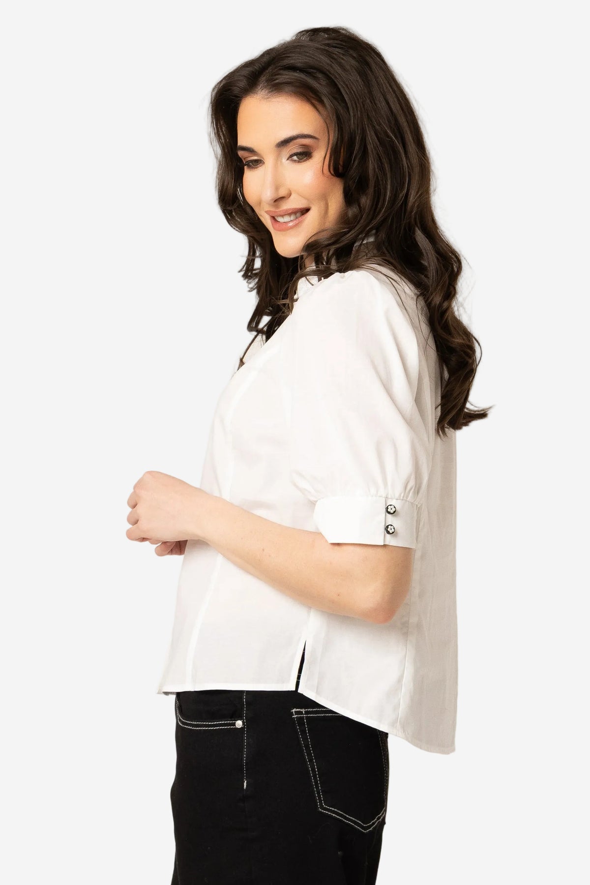 LEILA + LUCA ALIGNED SHIRT - WHITE - THE VOGUE STORE