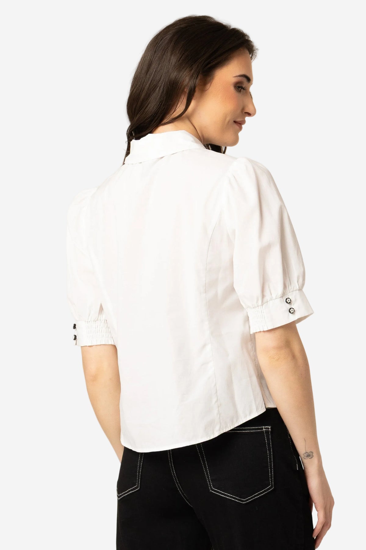 LEILA + LUCA ALIGNED SHIRT - WHITE - THE VOGUE STORE